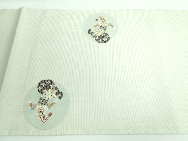平和屋本店▽極上 太鼓柄袋帯 スリーシーズン帯 ピエロ 金糸 逸品 DZAA5870kh5