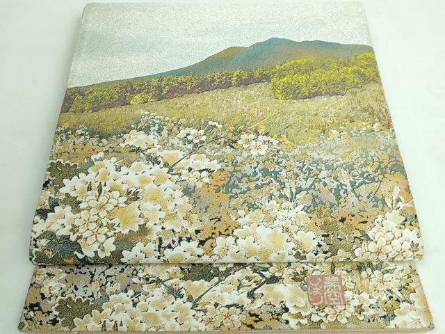 平和屋本店■極上　西陣　とみや織物謹製　とみや帯　六通柄袋帯　点描織　美空ひばり名曲集　リンゴ追分　逸品　DZAA5873kh5
