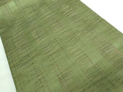平和屋本店●極上 本場筑前博多織 草木染 手織工房 染匠：小森久 両面 全通柄袋帯 霞文 間道 金糸 逸品 未使用 DZAA5874kh5