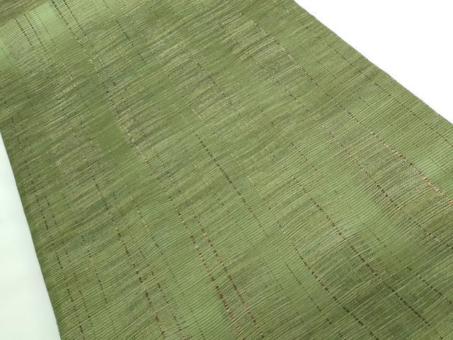 平和屋本店●極上 本場筑前博多織 草木染 手織工房 染匠：小森久 両面 全通柄袋帯 霞文 間道 金糸 逸品 未使用 DZAA5874kh5