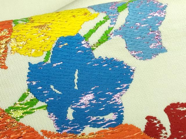 平和屋本店○最高級 龍村平蔵製 太鼓柄 本袋帯 光悦桐竹