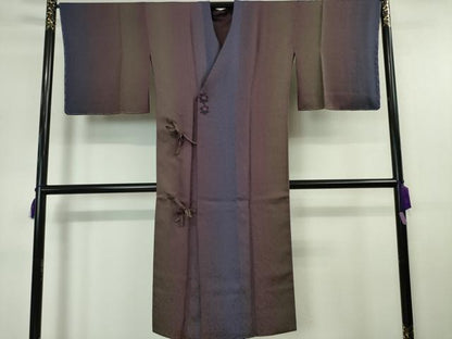 平和屋本店■極上 道行コート ロング丈 リバーシブル 縞 暈し染め 逸品 未使用 DZAA5900kh5