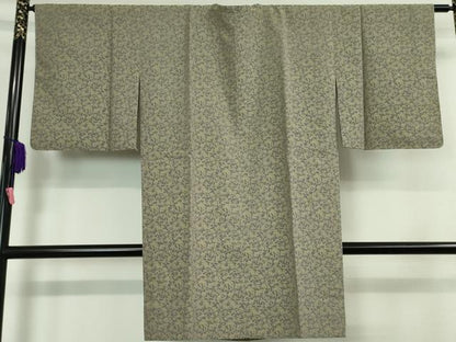 平和屋本店■極上　道行コート　ロング丈　お召地　単衣　黄金糸　草花文　逸品　未使用　DZAA5901kh5
