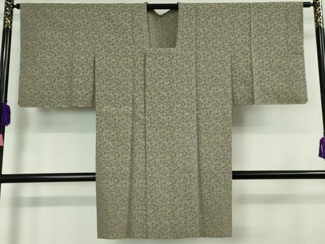 平和屋本店■極上　道行コート　ロング丈　お召地　単衣　黄金糸　草花文　逸品　未使用　DZAA5901kh5