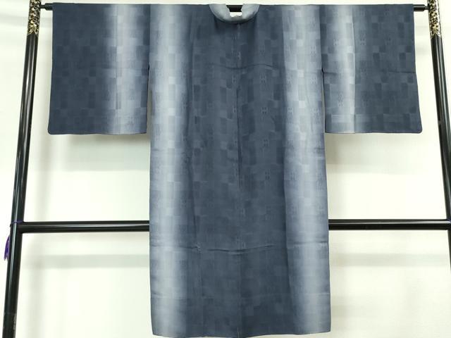 平和屋本店▽極上 道中着 スリーシーズン 春夏秋 塵除け ロング丈 市松地紋 暈し染め 逸品 DZAA5905kh5