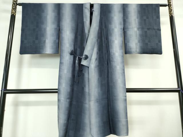 平和屋本店▽極上 道中着 スリーシーズン 春夏秋 塵除け ロング丈 市松地紋 暈し染め 逸品 DZAA5905kh5