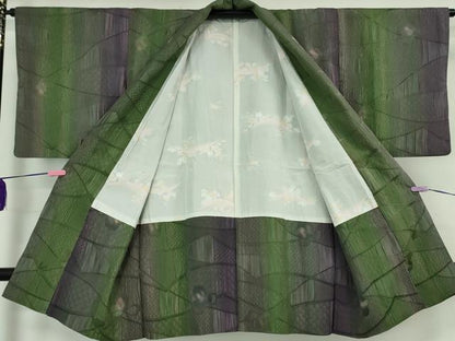 平和屋本店＃極上 道中着 ロング丈 ふくれ織 クローバー 暈し染め 逸品 DZAA5910kh5