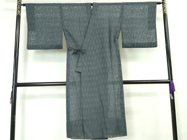 平和屋本店▽極上 道中着 スリーシーズン 春夏秋 塵除け ロング丈 菱紋紗 青褐色地 逸品 DZAA5921kh5
