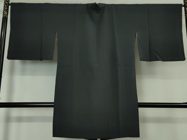 平和屋本店■極上　道中着　ロング丈　縮緬地　藍鉄色地　逸品　未使用　DZAA5932kh5
