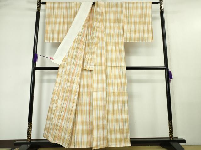 平和屋本店▽極上 紬 単衣 献上間道 逸品 DZAA5944kh5