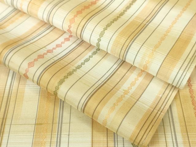 平和屋本店▽極上 紬 単衣 献上間道 逸品 DZAA5944kh5