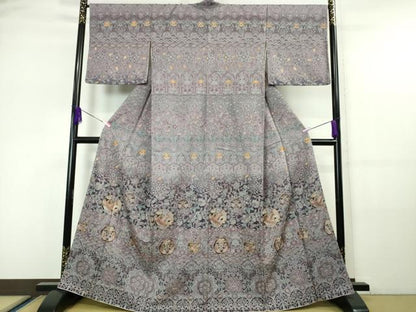 平和屋本店■極上　中国三大刺繍　スワトウ刺繍　汕頭刺繍　総刺繍　訪問着　鳳凰更紗花蝶文　暈し染め　金糸　逸品　未使用　DZAA5955kh5