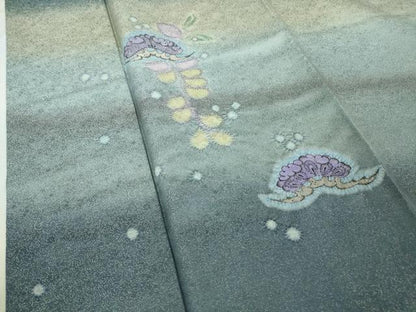 平和屋本店■極上　久保田一竹　幻の辻が花　訪問着　絞り　松　暈し染め　銀通し地　逸品　DZAA5961kh5