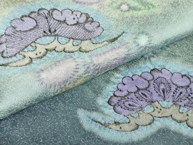 平和屋本店■極上　久保田一竹　幻の辻が花　訪問着　絞り　松　暈し染め　銀通し地　逸品　DZAA5961kh5
