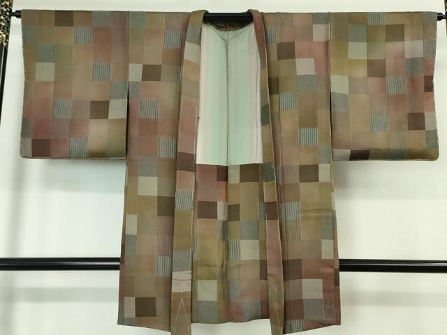 平和屋本店＃極上 長羽織 お召地 市松文様 逸品 未使用 DZAA5962kh5