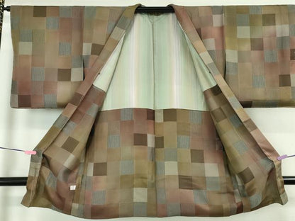 平和屋本店＃極上 長羽織 お召地 市松文様 逸品 未使用 DZAA5962kh5
