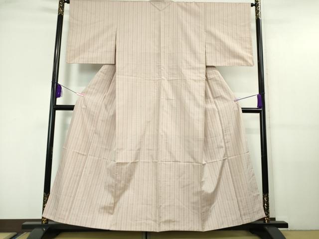 平和屋本店■極上　信州天蚕花織り　紬　高澤織物謹製　六文銭　縞　証紙付き　逸品　DZAA5969kh5