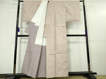 平和屋本店■極上　信州天蚕花織り　紬　高澤織物謹製　六文銭　縞　証紙付き　逸品　DZAA5969kh5
