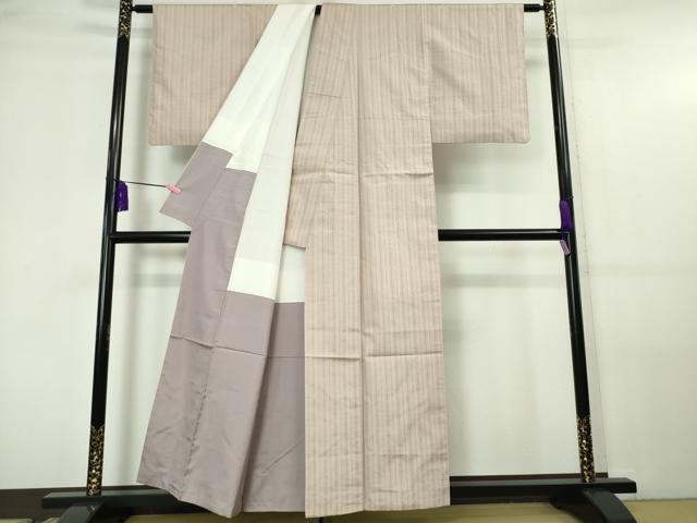平和屋本店■極上　信州天蚕花織り　紬　高澤織物謹製　六文銭　縞　証紙付き　逸品　DZAA5969kh5