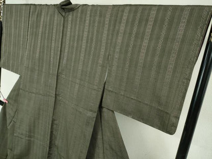 平和屋本店■極上　1897年創業 名門岡野 本場筑前博多織 千年工房　黒田紬　献上　仙斎茶色地　逸品　未使用　DZAA5974kh5