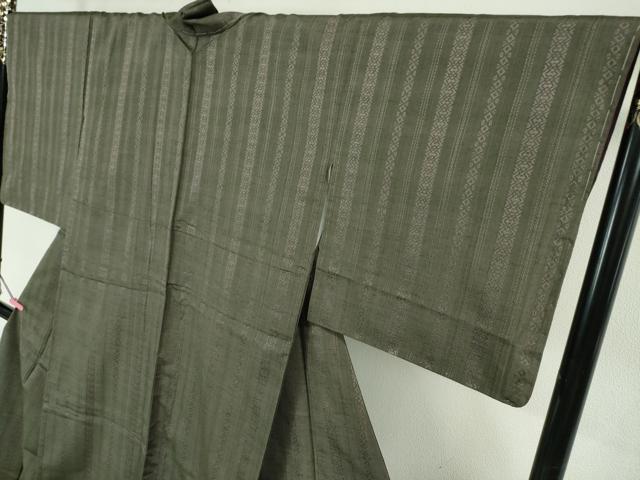 平和屋本店■極上　1897年創業 名門岡野 本場筑前博多織 千年工房　黒田紬　献上　仙斎茶色地　逸品　未使用　DZAA5974kh5