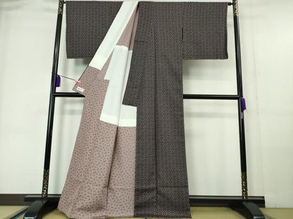 平和屋本店■極上　京都西陣・想屋謹製　お召・袋帯セット　花尽くし　黒地　胴抜き仕立て　やまと誂製　逸品　未使用　DZAA5978kh5