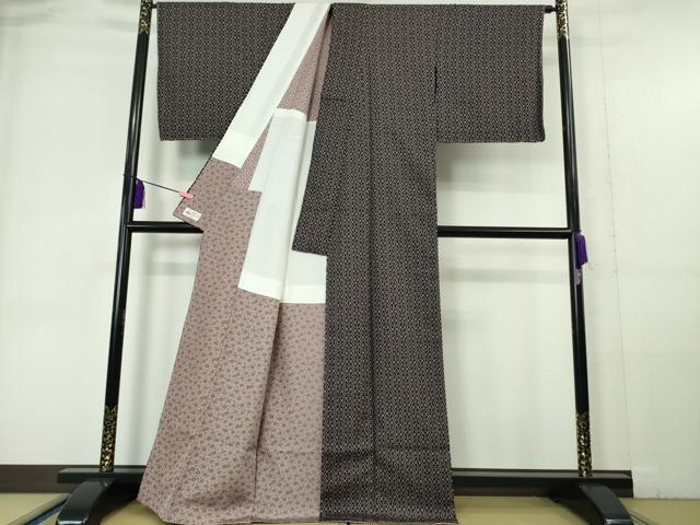 平和屋本店■極上　京都西陣・想屋謹製　お召・袋帯セット　花尽くし　黒地　胴抜き仕立て　やまと誂製　逸品　未使用　DZAA5978kh5