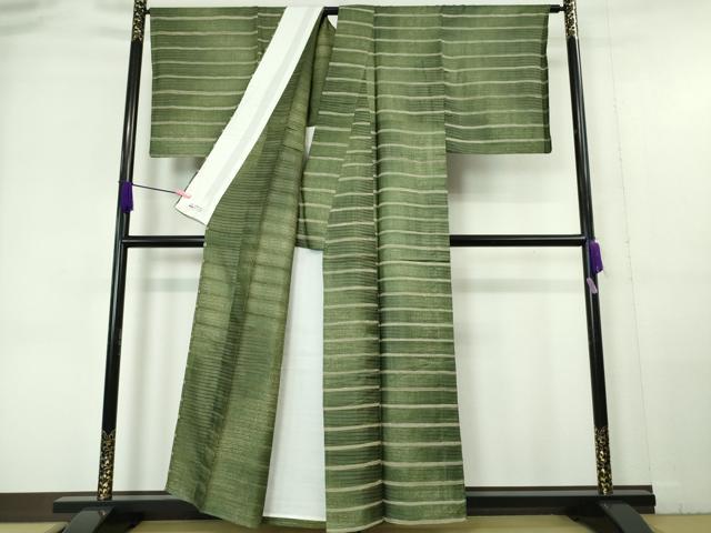 平和屋本店■極上　野蚕糸きもの　野蚕糸工房　単衣　やまと誂製　冊子・証紙・証明書付き　逸品　DZAA5984kh5