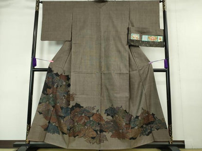 平和屋本店■極上 本場大島紬 恵大島織物 二代目・恵美知雄謹製 訪問着 古代染色純泥染 三十六歌仙　証紙付き　逸品　未使用　DZAA5986kh5