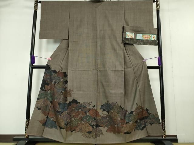 平和屋本店■極上 本場大島紬 恵大島織物 二代目・恵美知雄謹製 訪問着 古代染色純泥染 三十六歌仙　証紙付き　逸品　未使用　DZAA5986kh5