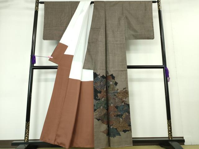 平和屋本店■極上 本場大島紬 恵大島織物 二代目・恵美知雄謹製 訪問着 古代染色純泥染 三十六歌仙　証紙付き　逸品　未使用　DZAA5986kh5