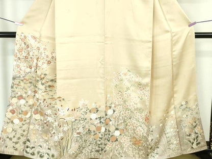 平和屋本店■極上　訪問着　友禅　駒刺繍　吉祥花文　香色地　暈し染め　金彩　三越扱い　逸品　DZAA5991kh5