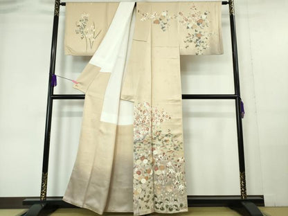 平和屋本店■極上　訪問着　友禅　駒刺繍　吉祥花文　香色地　暈し染め　金彩　三越扱い　逸品　DZAA5991kh5
