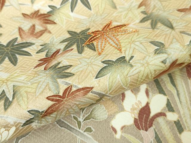 平和屋本店■極上　訪問着　友禅　駒刺繍　吉祥花文　香色地　暈し染め　金彩　三越扱い　逸品　DZAA5991kh5