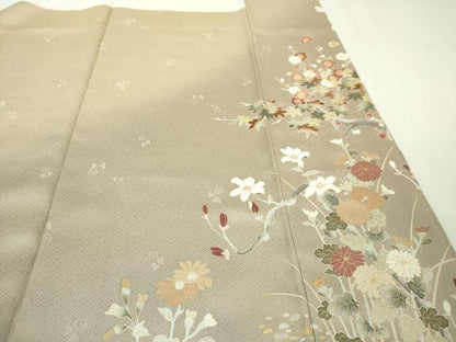 平和屋本店■極上　訪問着　友禅　駒刺繍　吉祥花文　香色地　暈し染め　金彩　三越扱い　逸品　DZAA5991kh5