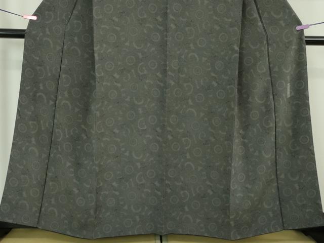 平和屋本店■極上　重要無形文化財　人間国宝　中村勇二郎　江戸小紋　古代菊　黒地　鬼しぼ縮緬　逸品　DZAA5996kh5