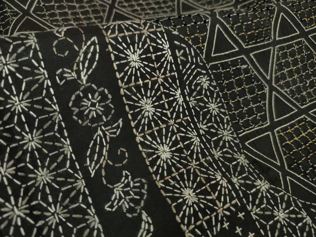 平和屋本店■極上 スワトウ刺繍 蘇州刺繍 総刺繍 刺し子 本場大島紬 訪問着 尾峨佐染繍 名物裂花文 上村絹織物 証紙付き 逸品　DZAA5999kh5