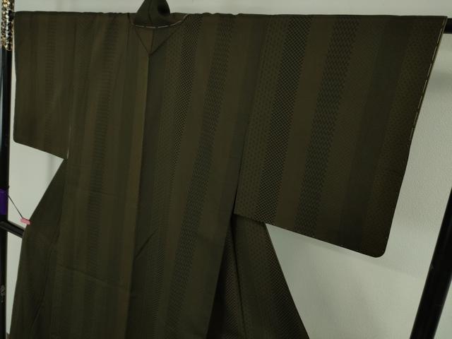 平和屋本店■極上　お召　寄せ小紋柄　千歳茶色地　やまと誂製　逸品　未使用　DZAA6008kh5