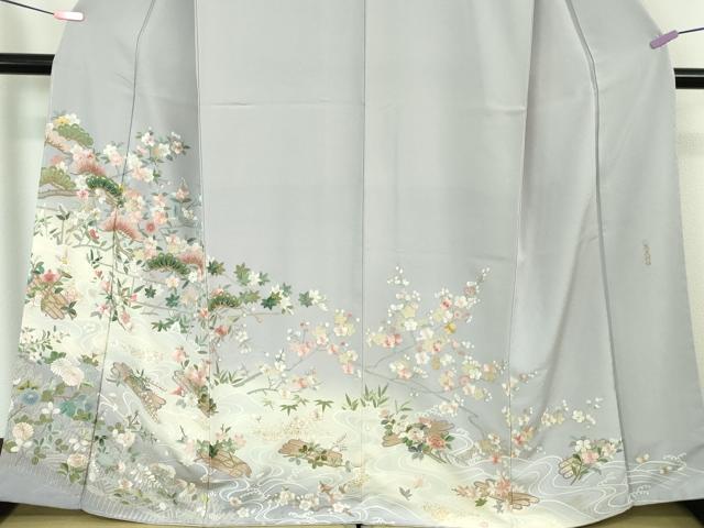平和屋本店■極上　訪問着　麗光刺繍　総刺繍　花筏　松　梅　楓　藤色地　暈し染め　金銀彩　逸品　未使用　DZAA6015kh5