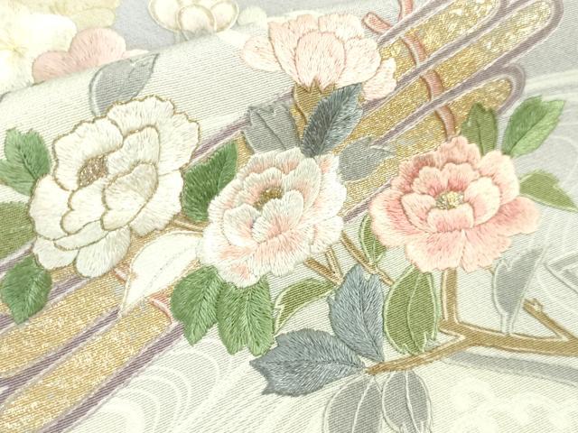 平和屋本店■極上　訪問着　麗光刺繍　総刺繍　花筏　松　梅　楓　藤色地　暈し染め　金銀彩　逸品　未使用　DZAA6015kh5
