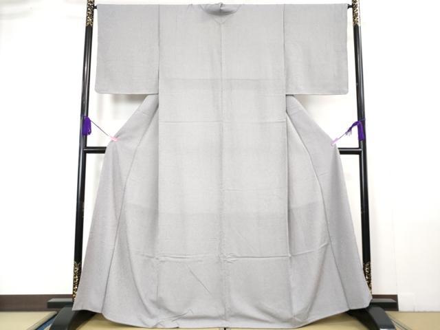 平和屋本店●極上 江戸小紋 万筋 濃鼠色×白 洗える着物 逸品 未使用 DZAA6021kh5