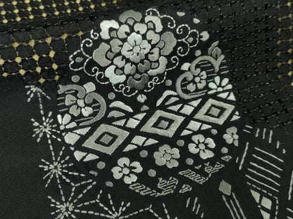 平和屋本店■極上　中国三大刺繍　スワトウ刺繍　汕頭刺繍　総刺繍　本場大島紬　訪問着　正倉院花文　黒地　逸品　DZAA6027kh5