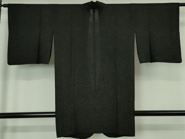 平和屋本店▽極上 BANKANわものや 道中着 スリーシーズン 春夏秋 塵除け ロング丈 市松紋紗 黒地 金通し地 逸品 DZAA6030kh5