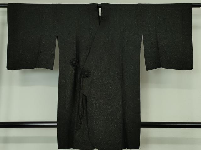 平和屋本店▽極上 BANKANわものや 道中着 スリーシーズン 春夏秋 塵除け ロング丈 市松紋紗 黒地 金通し地 逸品 DZAA6030kh5