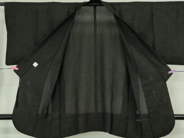 平和屋本店▽極上 BANKANわものや 道中着 スリーシーズン 春夏秋 塵除け ロング丈 市松紋紗 黒地 金通し地 逸品 DZAA6030kh5