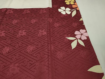 平和屋本店●極上 創業460年・千總 振袖 駒刺繍 飛鶴宝尽くし花文 濃紅色地 金彩 松坂屋扱い 逸品 DZAA6034kh5