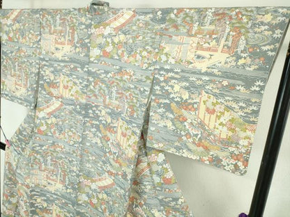 平和屋本店■極上　創業460年・千總　小紋　初音御所解　鬼しぼ縮緬　伊勢丹扱い　反端付き　逸品　DZAA6044kh5