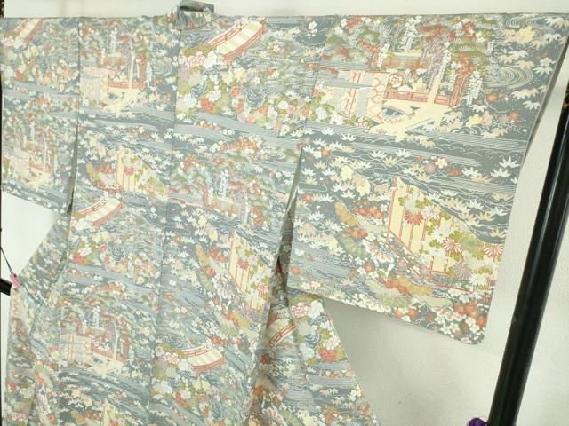 平和屋本店■極上　創業460年・千總　小紋　初音御所解　鬼しぼ縮緬　伊勢丹扱い　反端付き　逸品　DZAA6044kh5