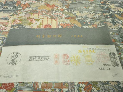 平和屋本店■極上　創業460年・千總　小紋　初音御所解　鬼しぼ縮緬　伊勢丹扱い　反端付き　逸品　DZAA6044kh5