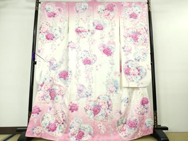 平和屋本店■極上　松田聖子　SEIKO MATSUDA　振袖　刺繍　ハート　舞花文　暈し染め　金彩　逸品　DZAA6045kh5